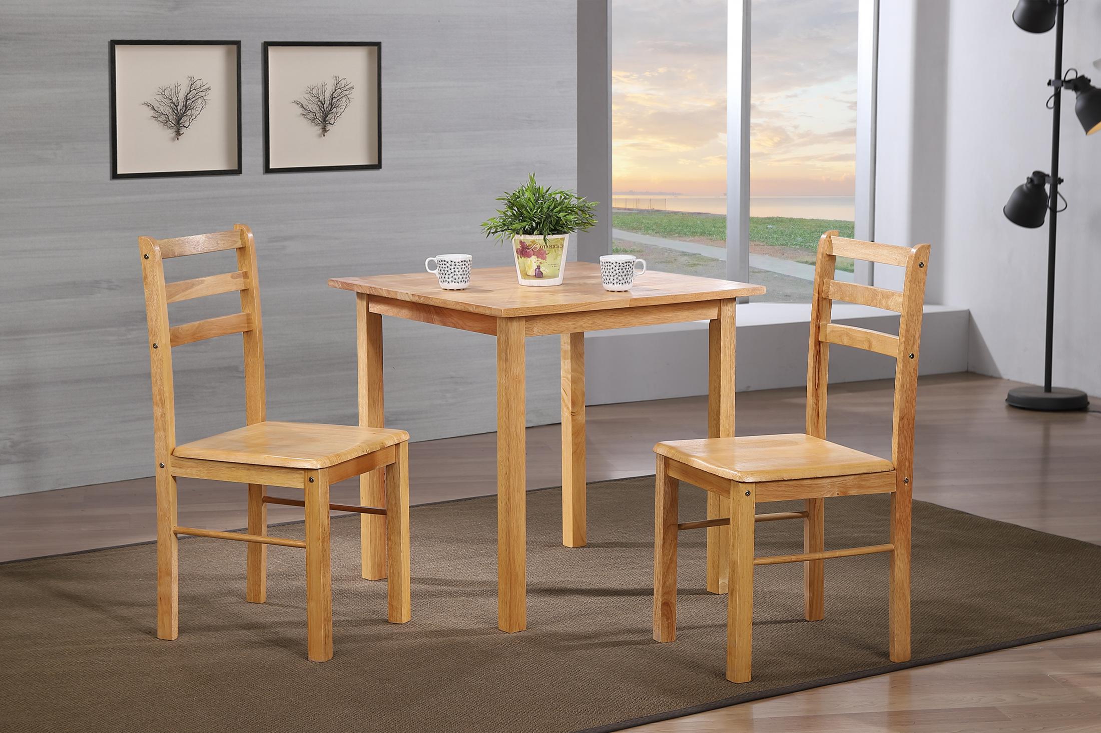 York Rubber Wood Dining Set With 2 Chairs - Click Image to Close
